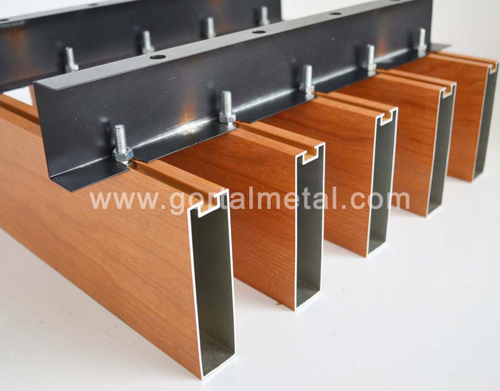 25x100 wood grain metal sqare baffle ceiling