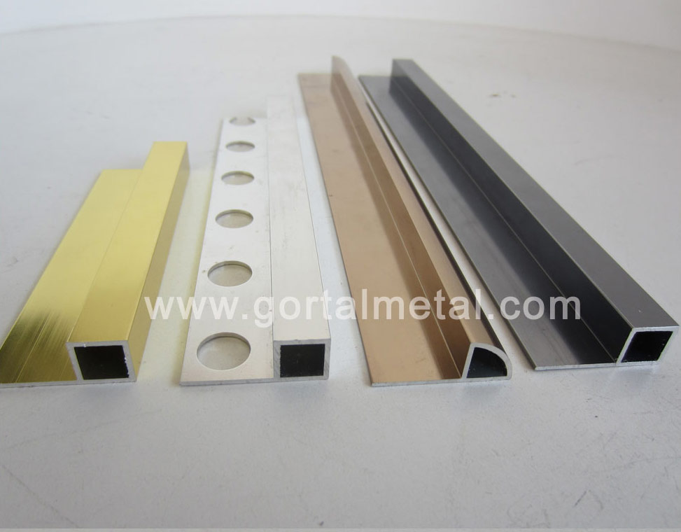 aluminum polished tile trim square corner and round corner